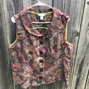 Christopher & Banks Abstract Button Down Vest